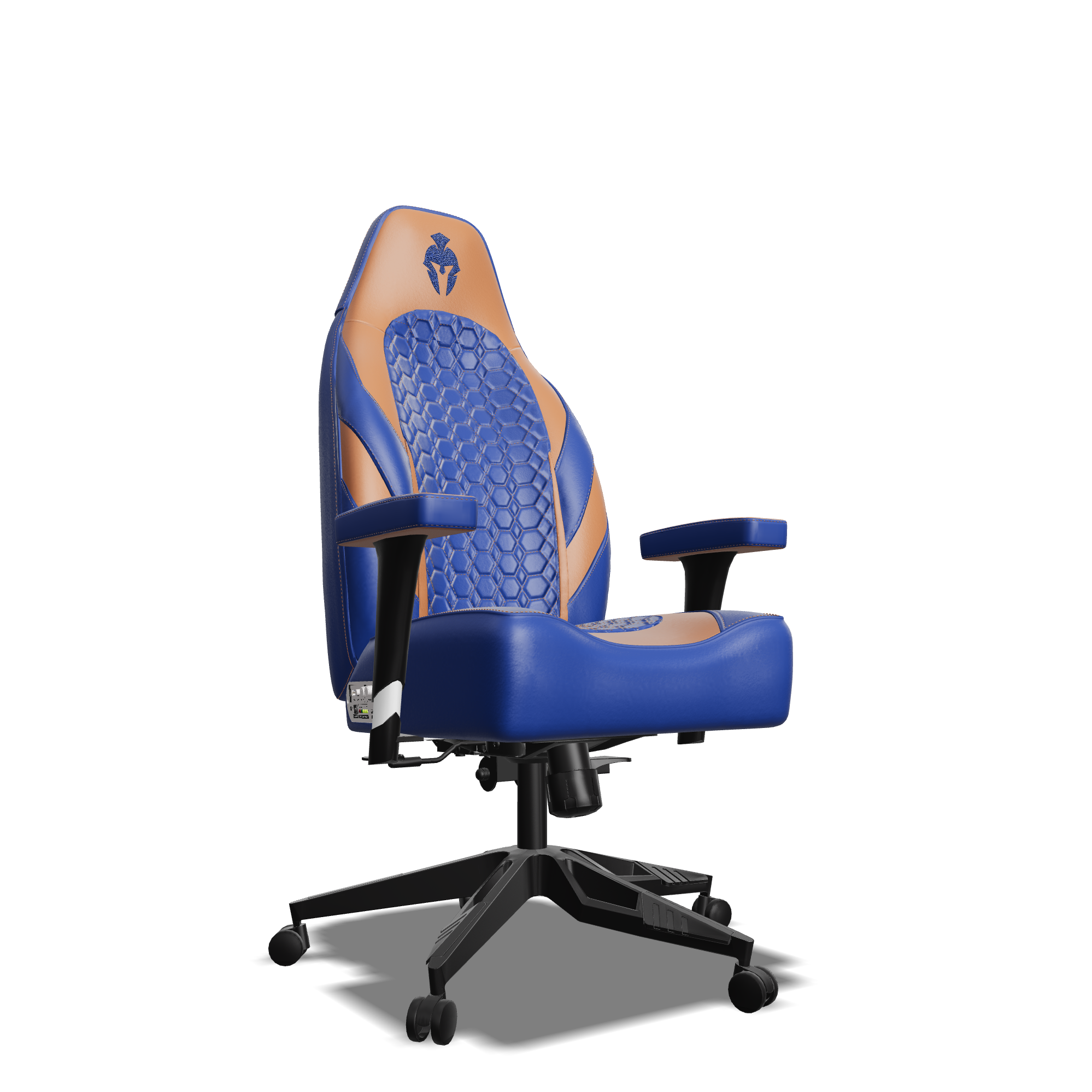 Brown and Blue Custom Haptic Feedback Gaming Chair Side View