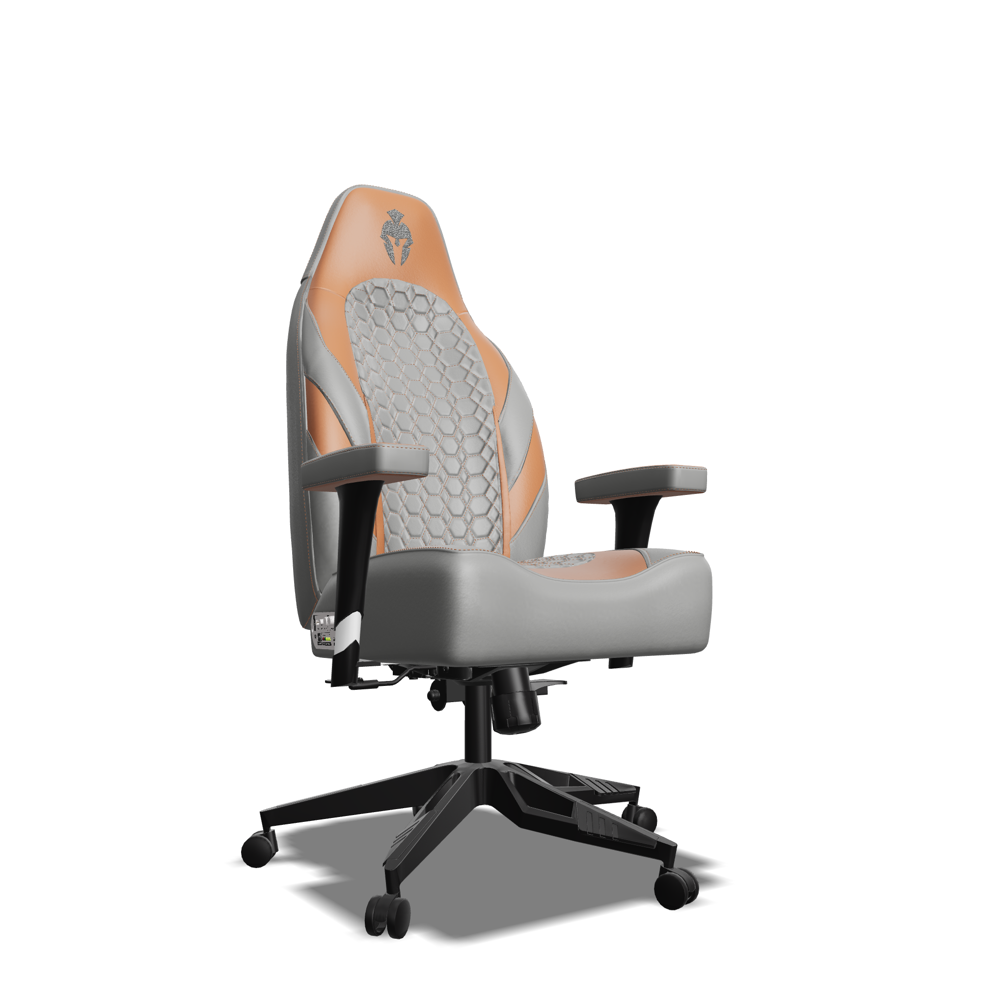 Brown adn Grey Custom Haptic Feedback Gaming Chair Side View