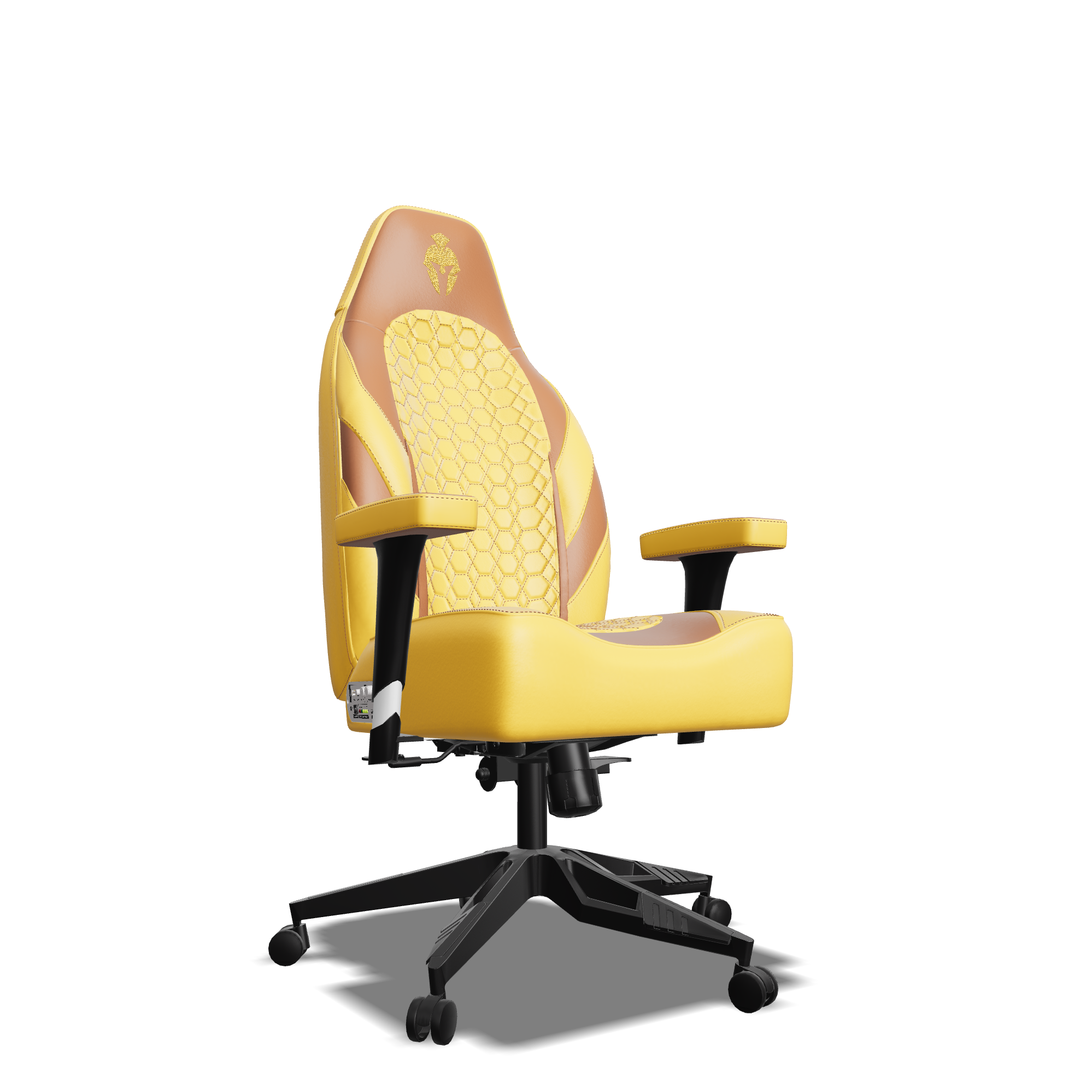 Brown and Yellow Custom Haptic Feedback Gaming Chair Side View