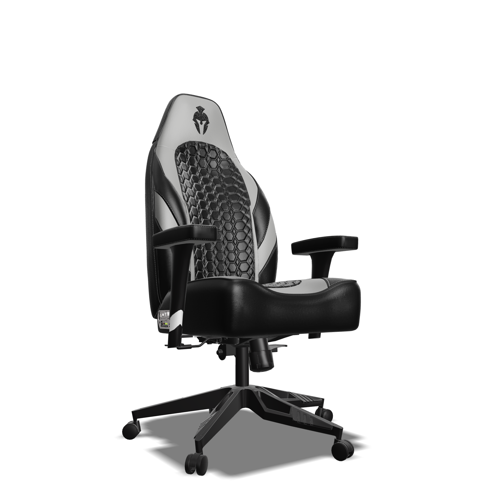 Grey and Black Custom Haptic Feedback Gaming Chair Side View