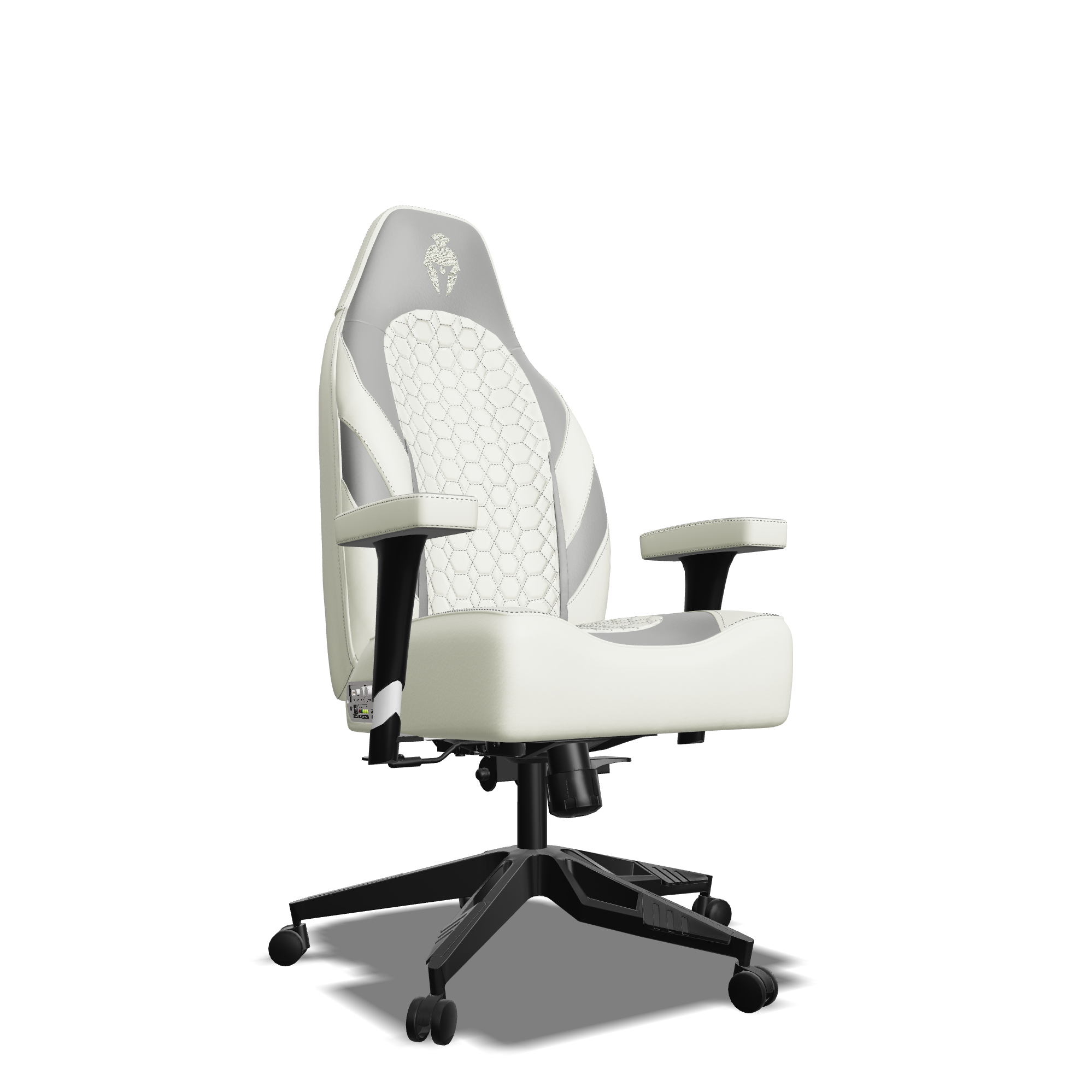 Grey and White  Custom Haptic Feedback Gaming Chair Side View