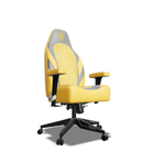 Grey and Yellow  Custom Haptic Feedback Gaming Chair Side View