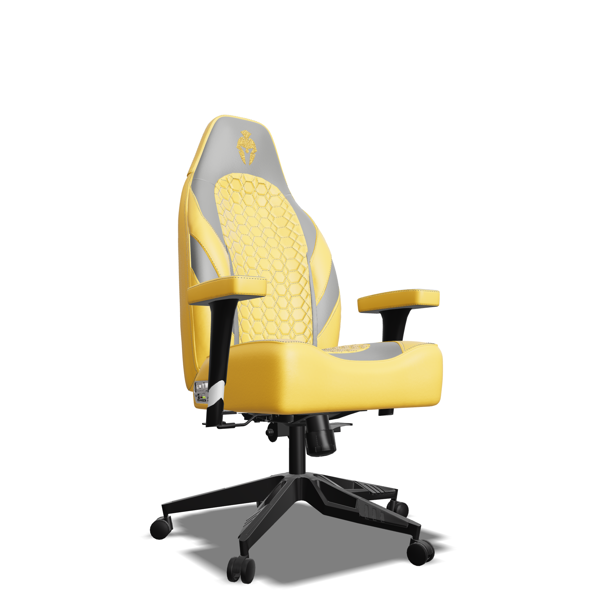 Grey and Yellow  Custom Haptic Feedback Gaming Chair Side View