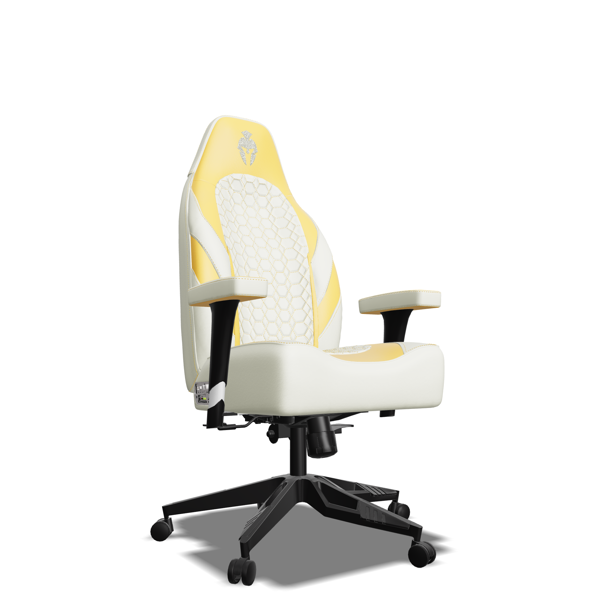 Yellow and White Custom Haptic Feedback Gaming Chair Side View