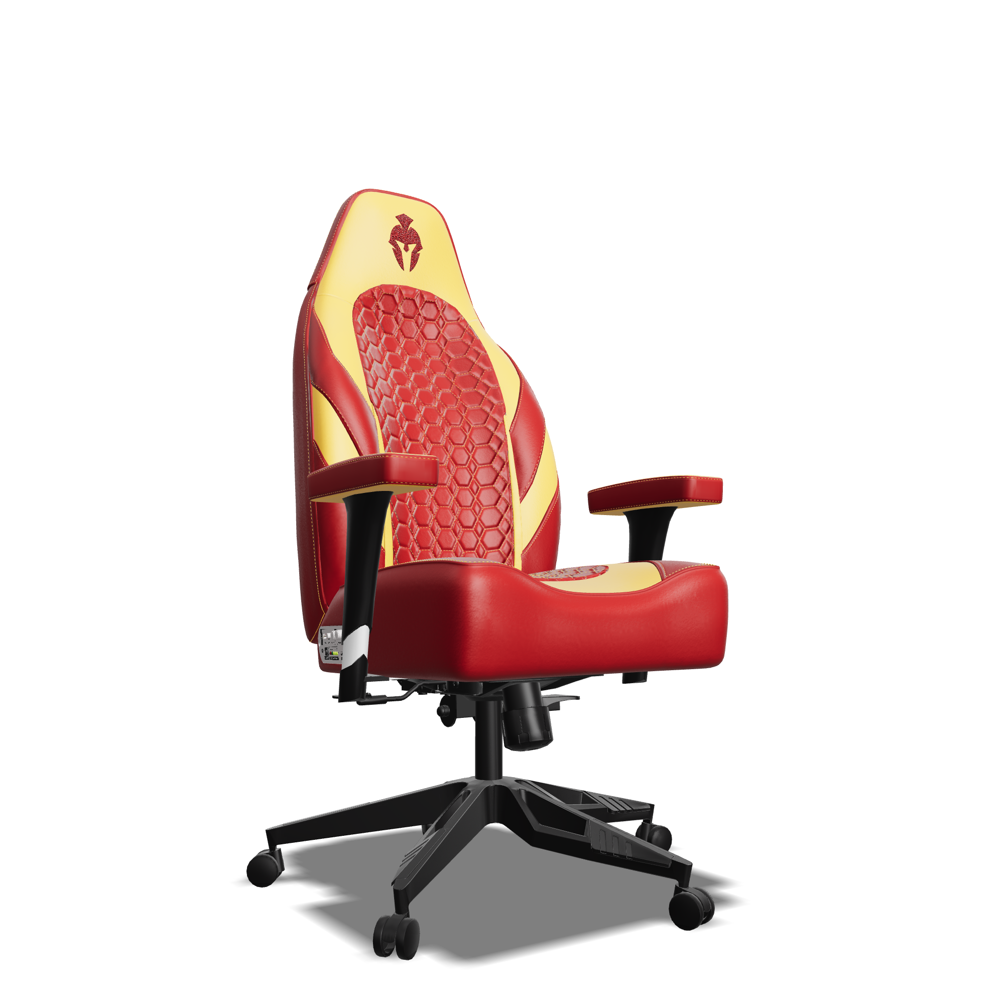 Yellow and Red Custom Haptic Feedback Gaming Chair Side View