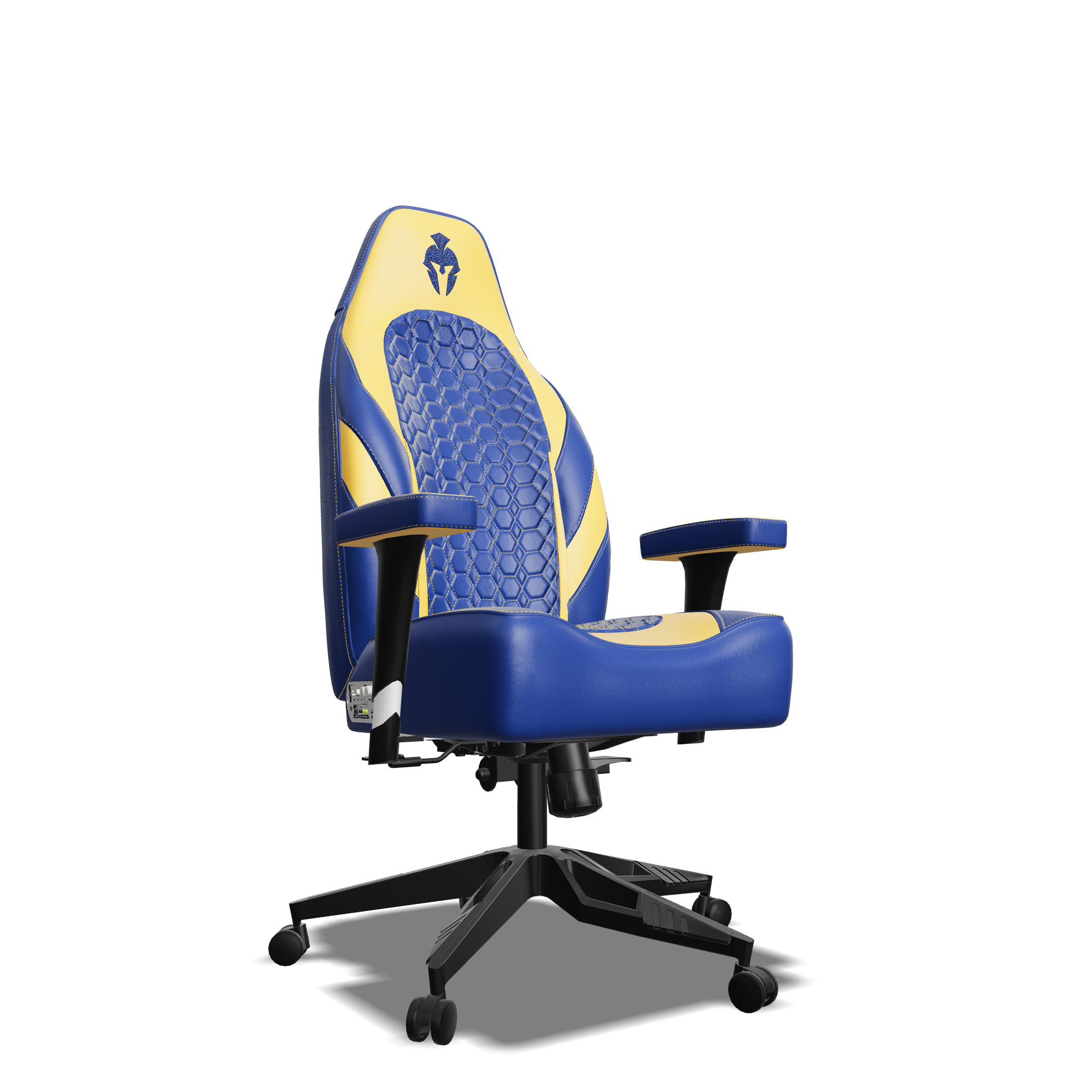 Yellow and Blue Custom Haptic Feedback Gaming Chair Side View