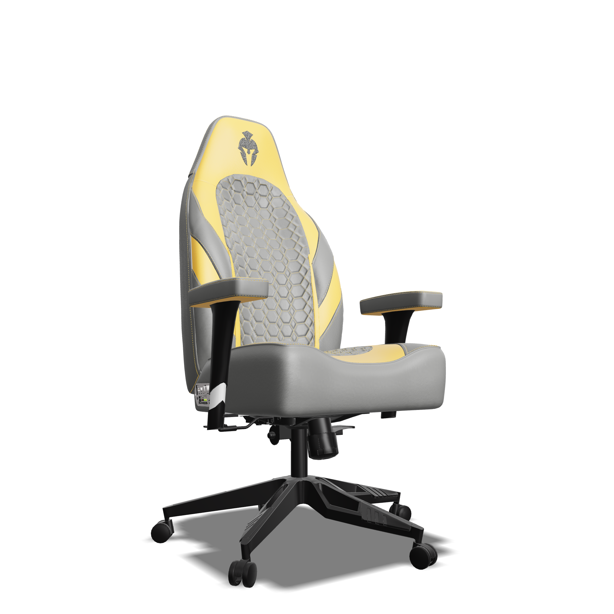 Yellow and Grey Custom Haptic Feedback Gaming Chair Side View