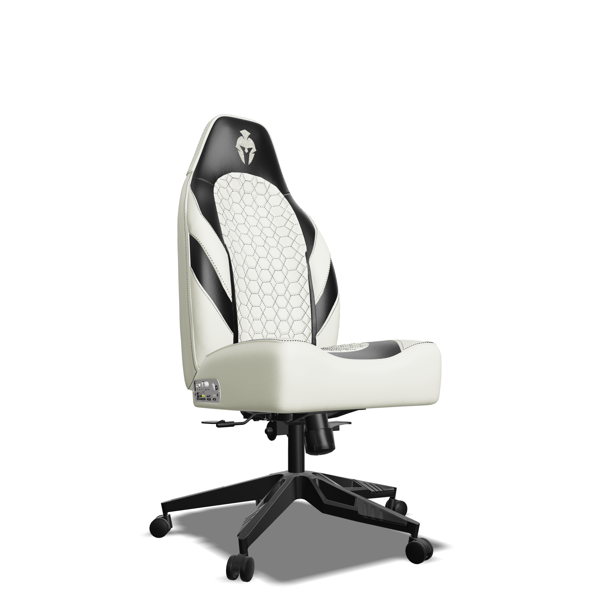 Black and White Custom Haptic Feedback Gaming Chair Side View No Armrest