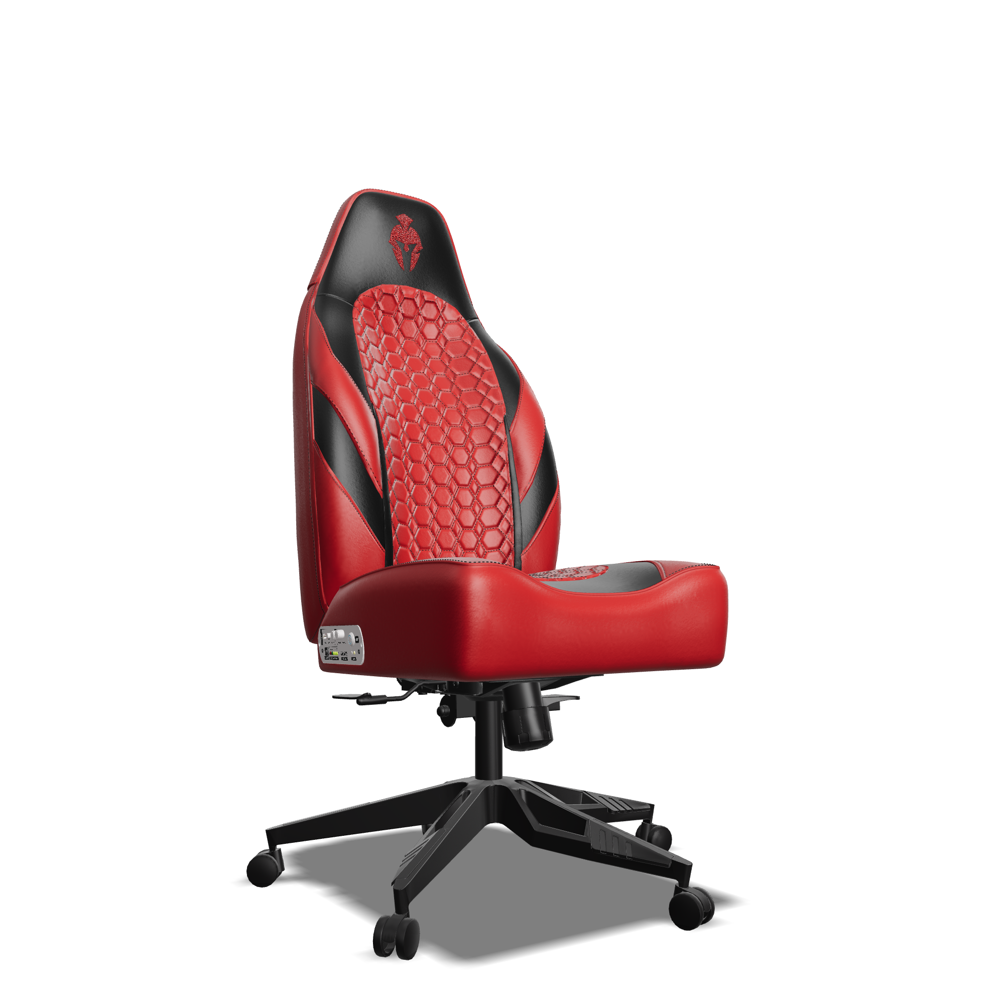 Black and Red Custom Haptic Feedback Gaming Chair Side View No Armrest