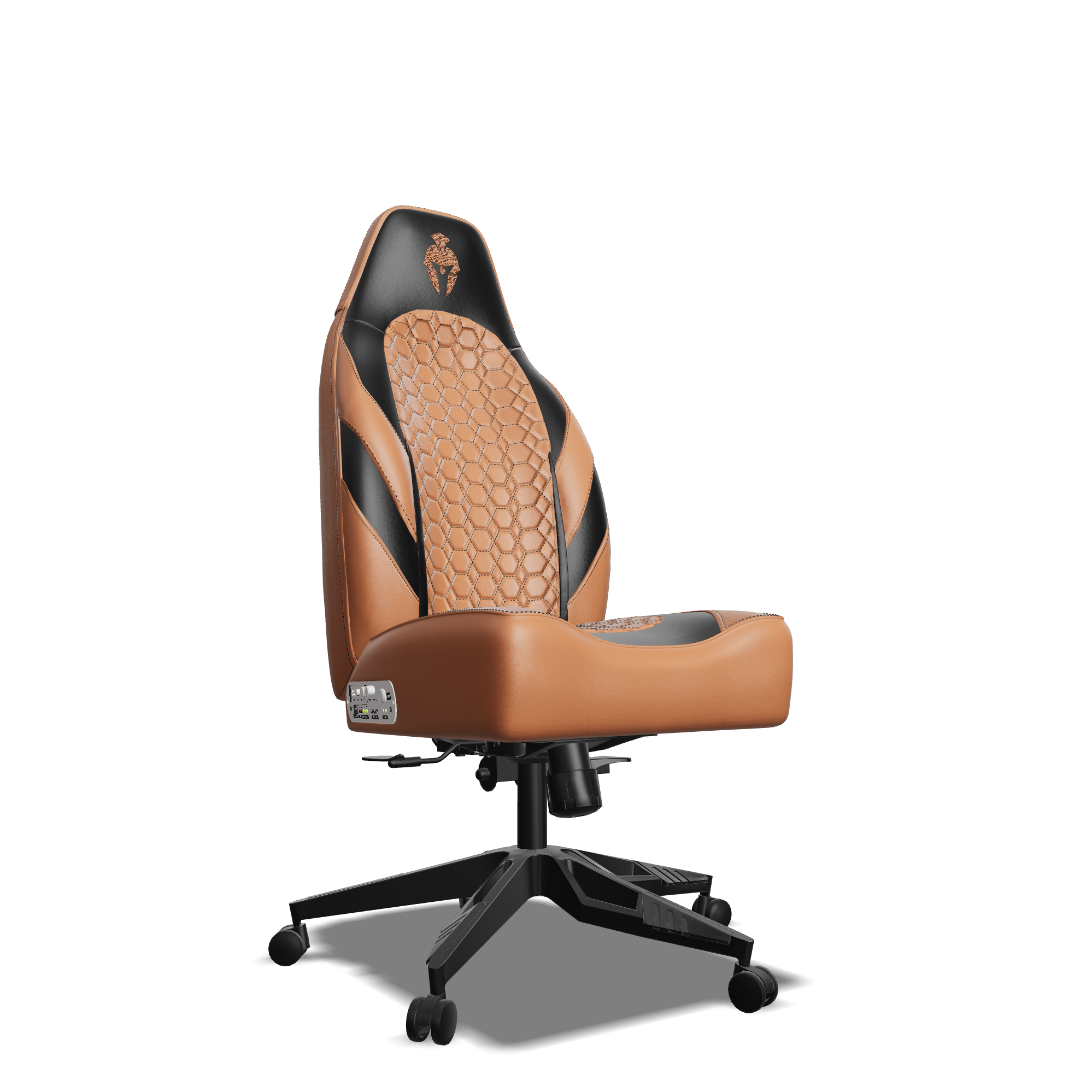 Black and Brown Custom Haptic Feedback Gaming Chair Side View No Armrest