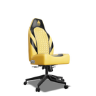 Black and Yellow Custom Haptic Feedback Gaming Chair Side View No Armrest