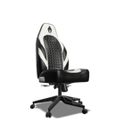 White and Black Custom Haptic Feedback Gaming Chair Side View No Armrest