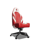 White and Red Custom Haptic Feedback Gaming Chair Side View No Armrest