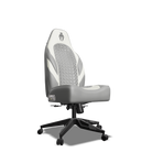 White and Grey Custom Haptic Feedback Gaming Chair Side View No Armrest