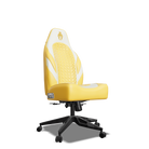 White and Yellow Custom Haptic Feedback Gaming Chair Side View No Armrest