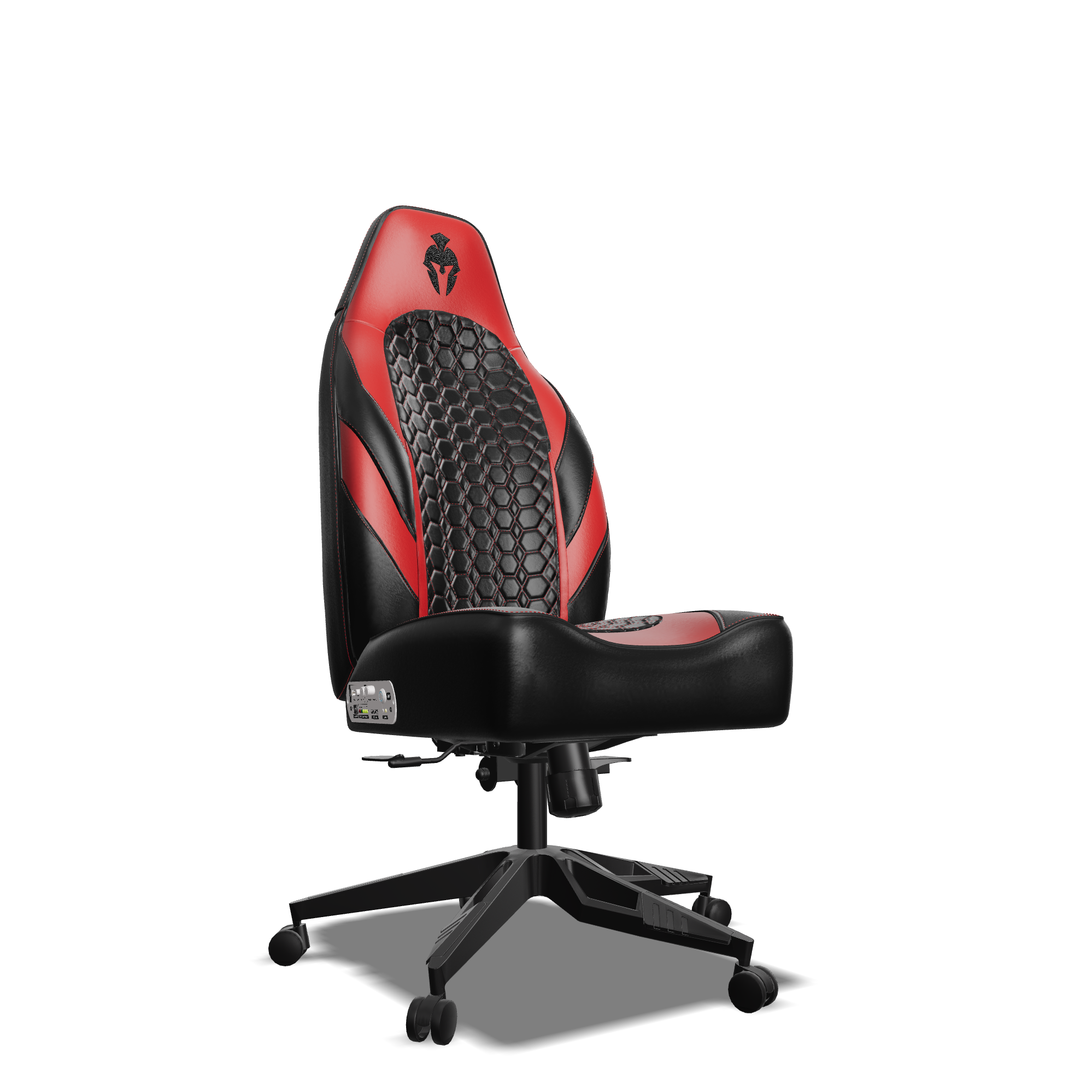Red & Black Custom Haptic Feedback Gaming Chair Side View No Armrest