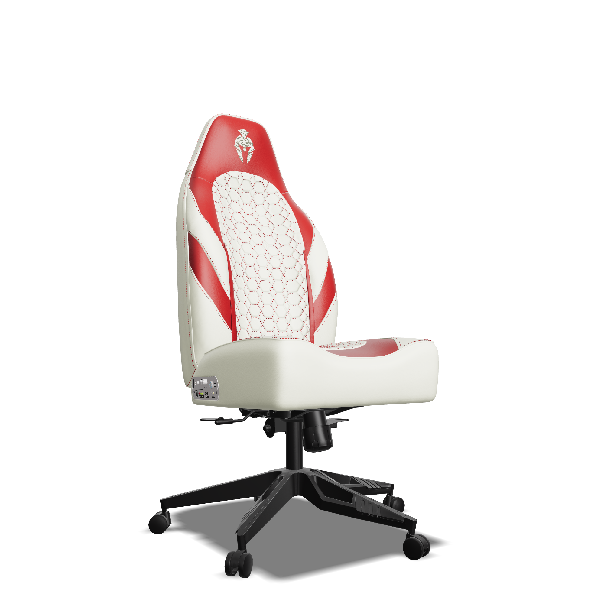 Red & White Custom Haptic Feedback Gaming Chair Side View No Armrest