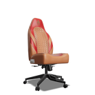 Red & Brown Custom Haptic Feedback Gaming Chair Side View No Armrest