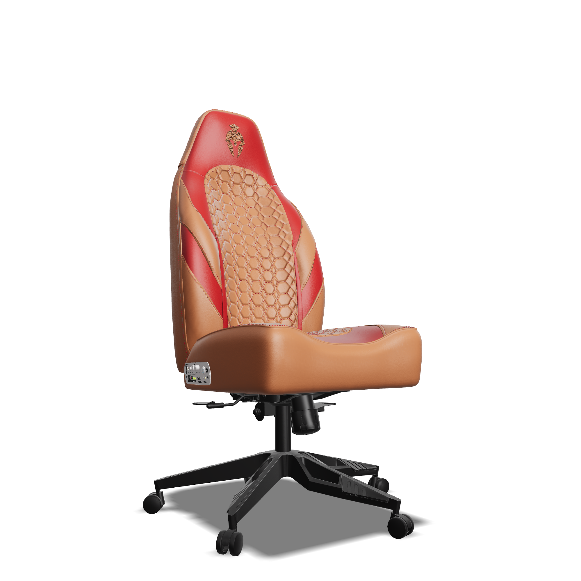 Red & Brown Custom Haptic Feedback Gaming Chair Side View No Armrest