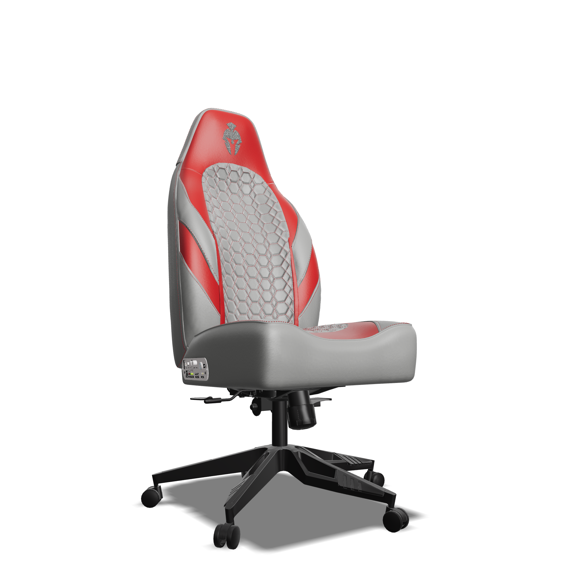 Red & Grey Custom Haptic Feedback Gaming Chair Side View No Armrest