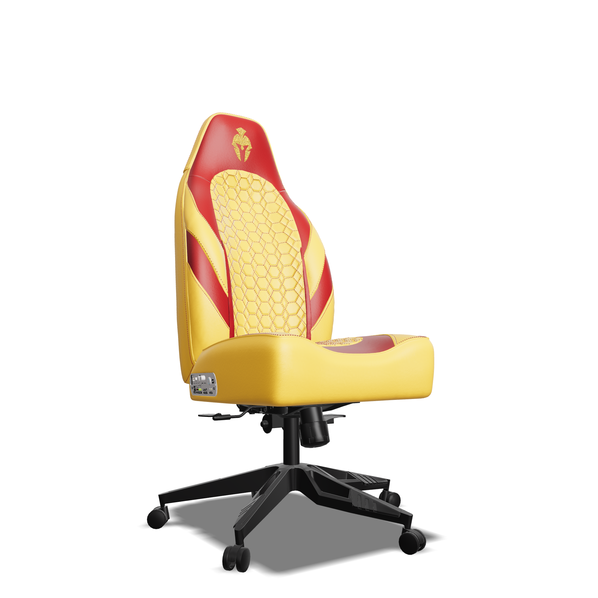 Red & Yellow Custom Haptic Feedback Gaming Chair Side View No Armrest