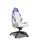 Royal Blue and White Custom Haptic Feedback Gaming Chair Side View No Armrest