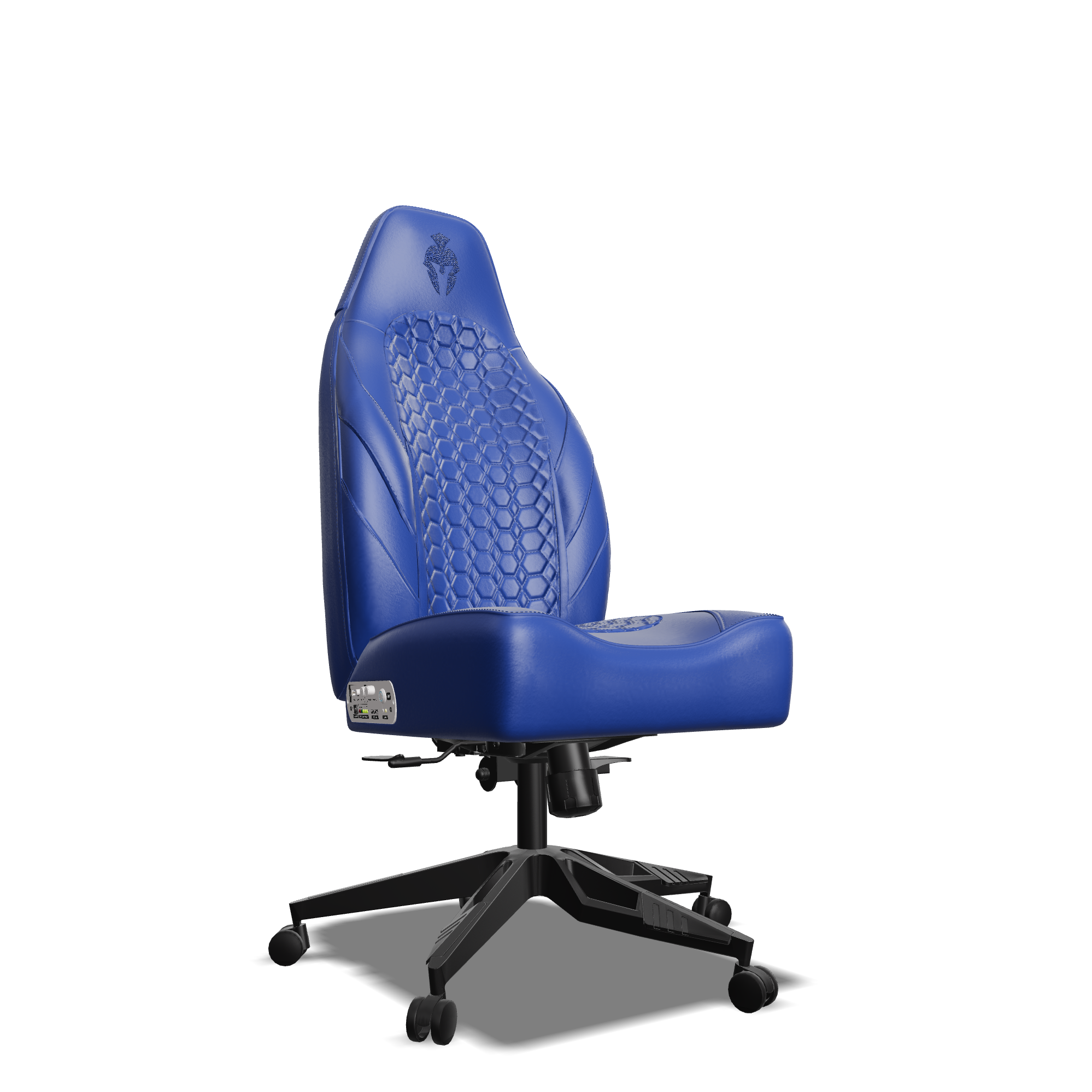 Royal Blue and Blue Custom Haptic Feedback Gaming Chair Side View No Armrest