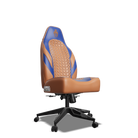 Royal Blue and Brown Custom Haptic Feedback Gaming Chair Side View No Armrest