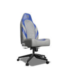 Grey and Blue Custom Haptic Feedback Gaming Chair Side View No Armrest