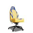 Royal blue and Yellow Custom Haptic Feedback Gaming Chair Side View No Armrest