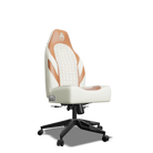 Brown and White Custom Haptic Feedback Gaming Chair Side View No Armrest