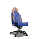 Brown and Blue Custom Haptic Feedback Gaming Chair Side View No Armrest