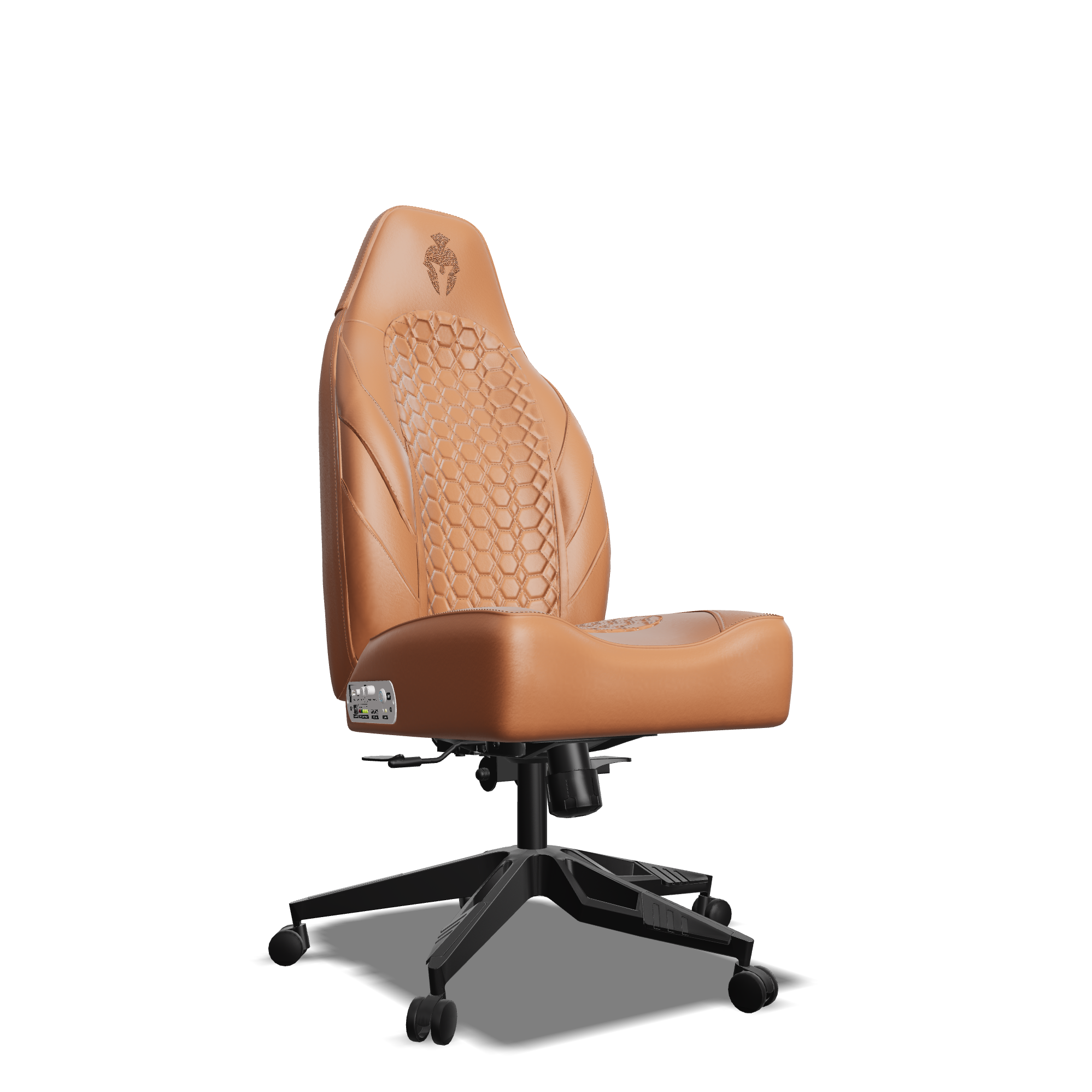 Brown and Brown Custom Haptic Feedback Gaming Chair Side View No Armrest