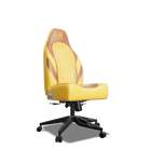 Brown and Yellow Custom Haptic Feedback Gaming Chair Side View No Armrest