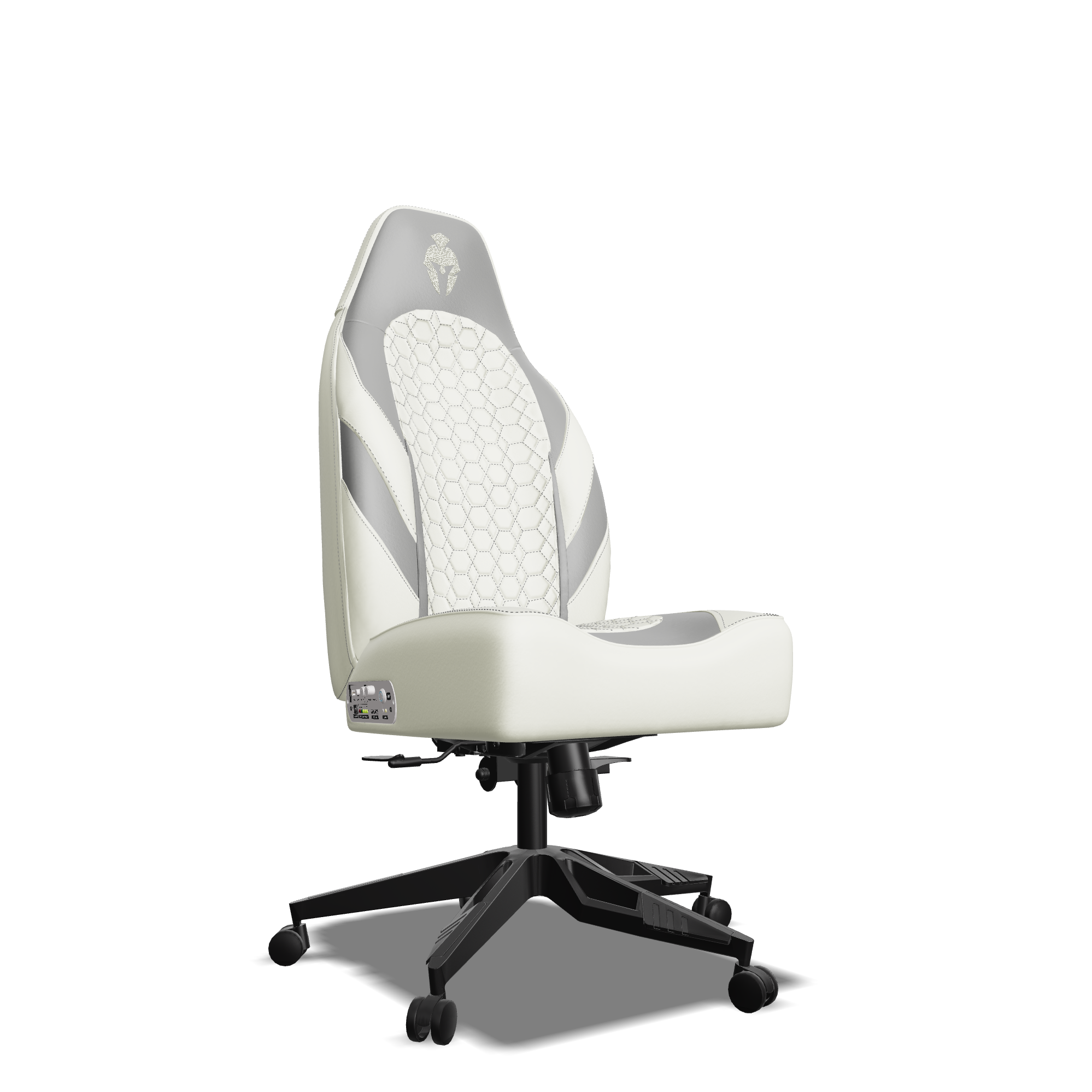 Grey and White Haptic Feedback Gaming Chair