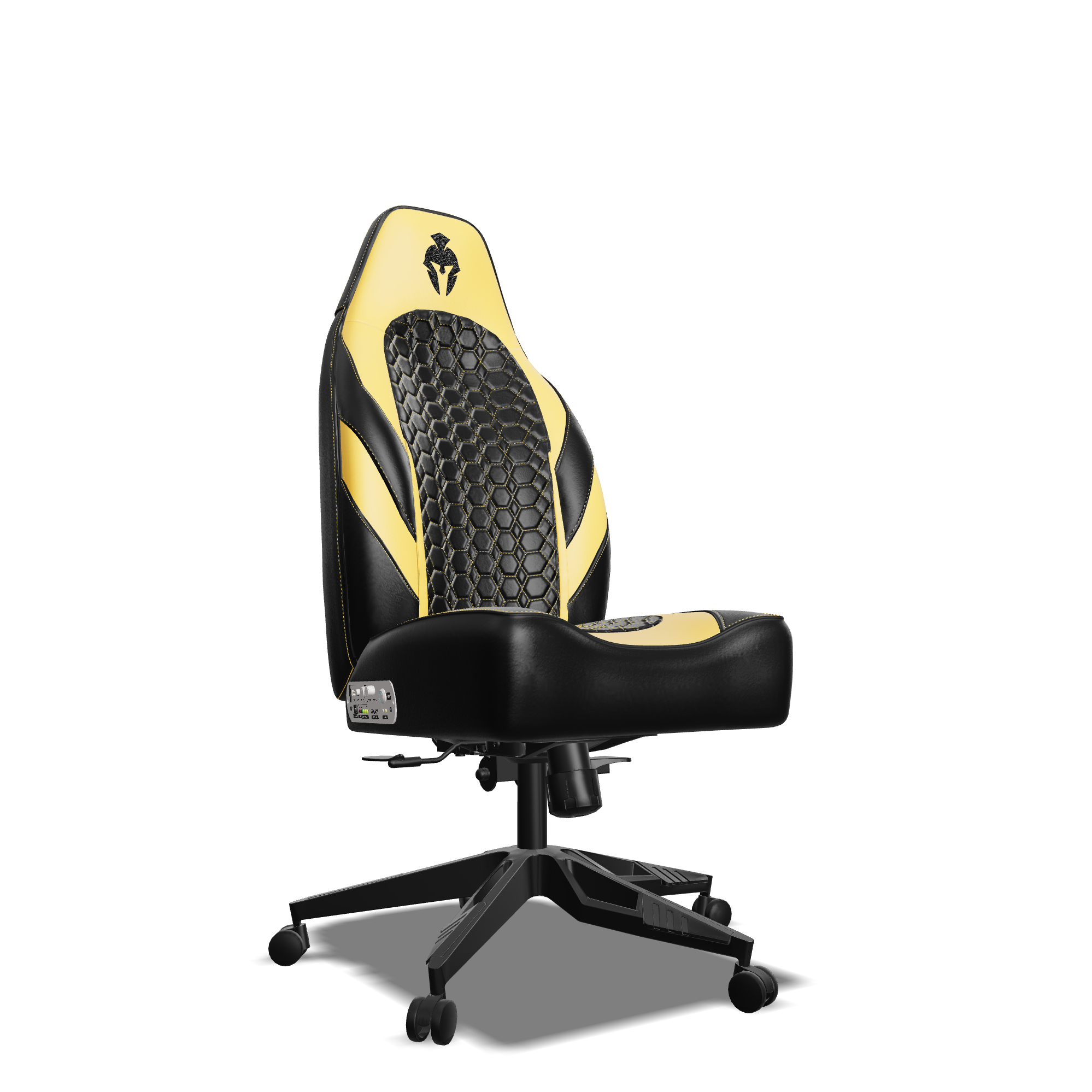 Yellow and Black Custom Haptic Feedback Gaming Chair Side View No Armrest