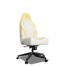 Yellow and White Custom Haptic Feedback Gaming Chair Side View No Armrest