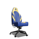 Yellow and Blue Custom Haptic Feedback Gaming Chair Side View No Armrest