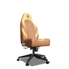 Yellow and Brown Custom Haptic Feedback Gaming Chair Side View No Armrest